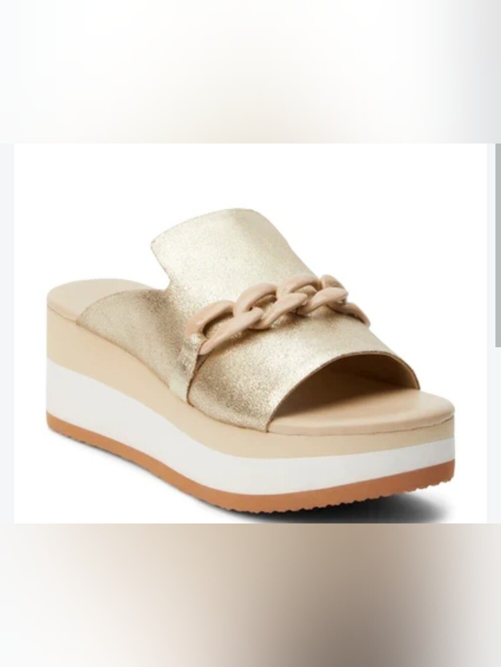 Matisse JADA Gold Metallic Frost Platform Slide Sandals size 8